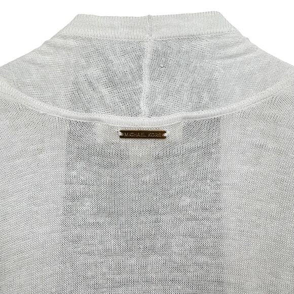 MICHAEL Michael Kors White Knit Sleeveless Midi Length Open Cardigan Duster - Picture 9 of 12